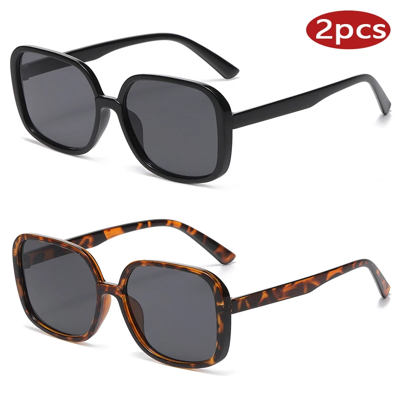 

Motorcycle 2pcs Square Sunglasses Woman Vintage Colorful Glasses Big Frame Female Outdoor Unisex Retro Eyewear Travel Goggles