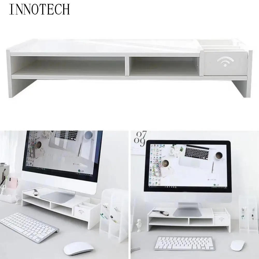 

Easy Assemble PC Computer Screen Stand Multi Compartment Sturdy Construction Laptop Heightening Holder Multifunctional
