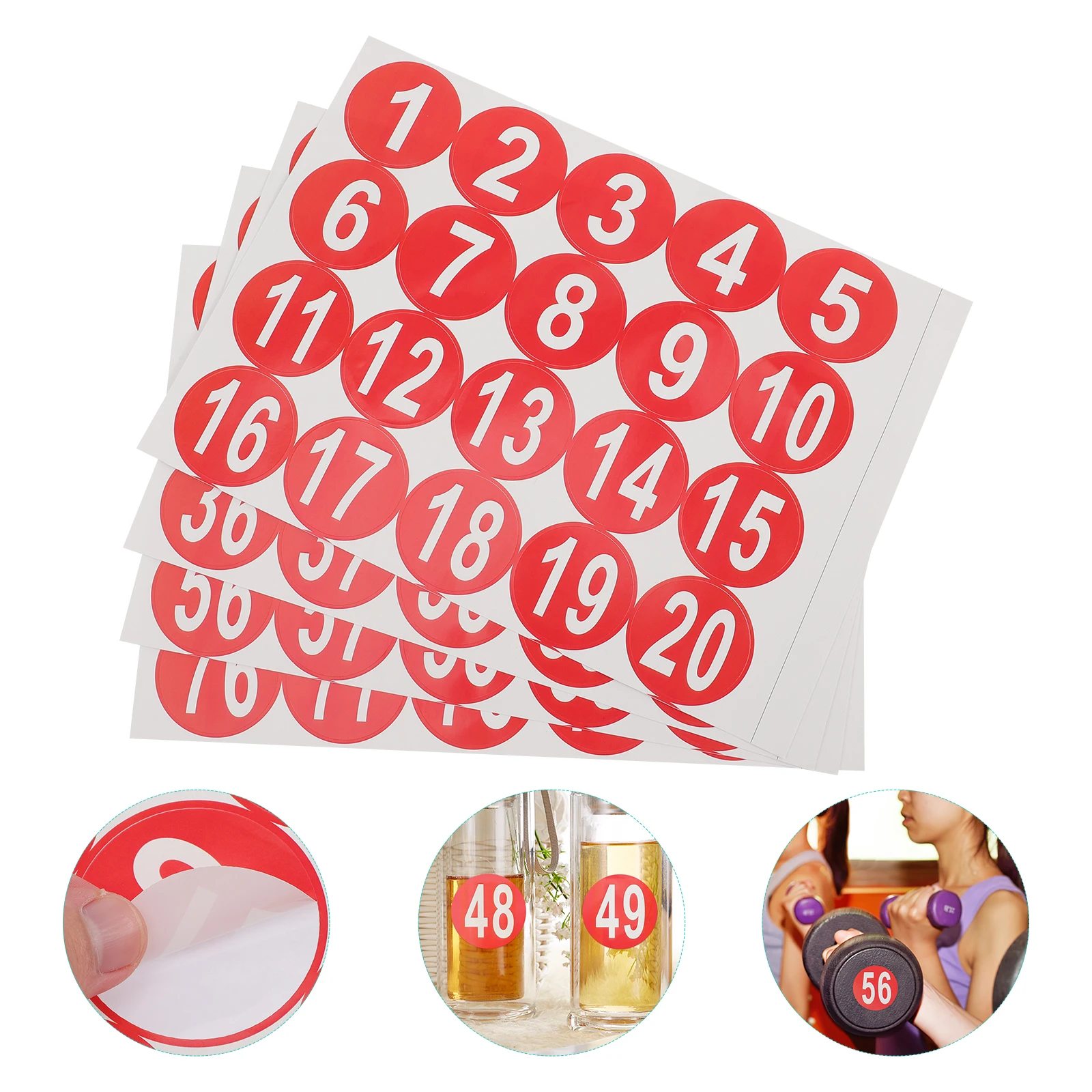 4 Sheets Number Stickers Digital Labels 5cm Round Dots Coding Decals for Office Mailbox Classroom Gym Locker Numbers