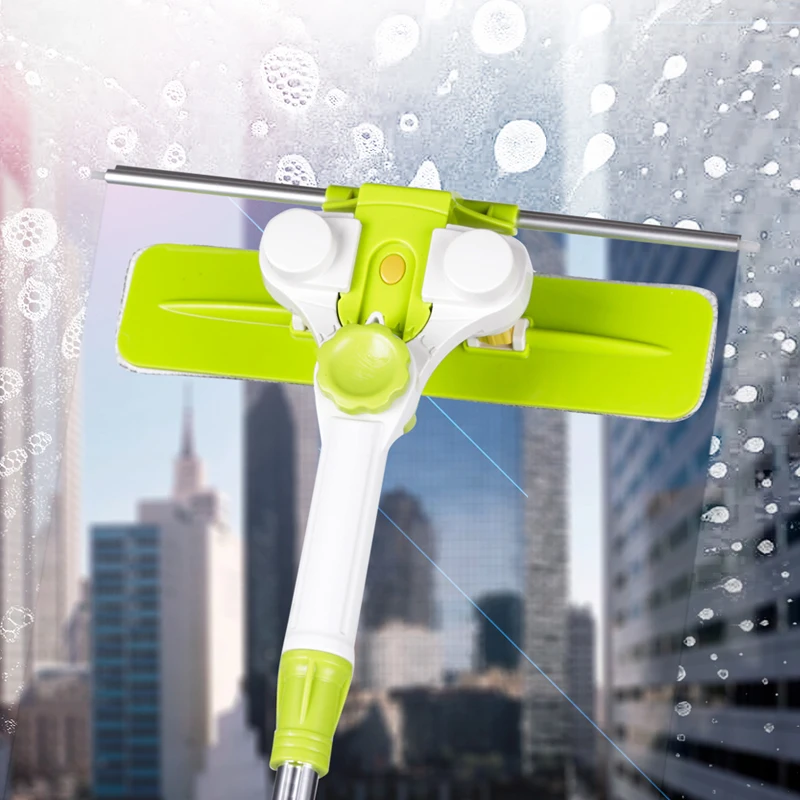 SDARISB Extendable Window Cleaning Tool 2 IN 1 Window Cleaning Brush Silicone Scraper Wiper Tools 180 Rotatable Cleaning Cleaner