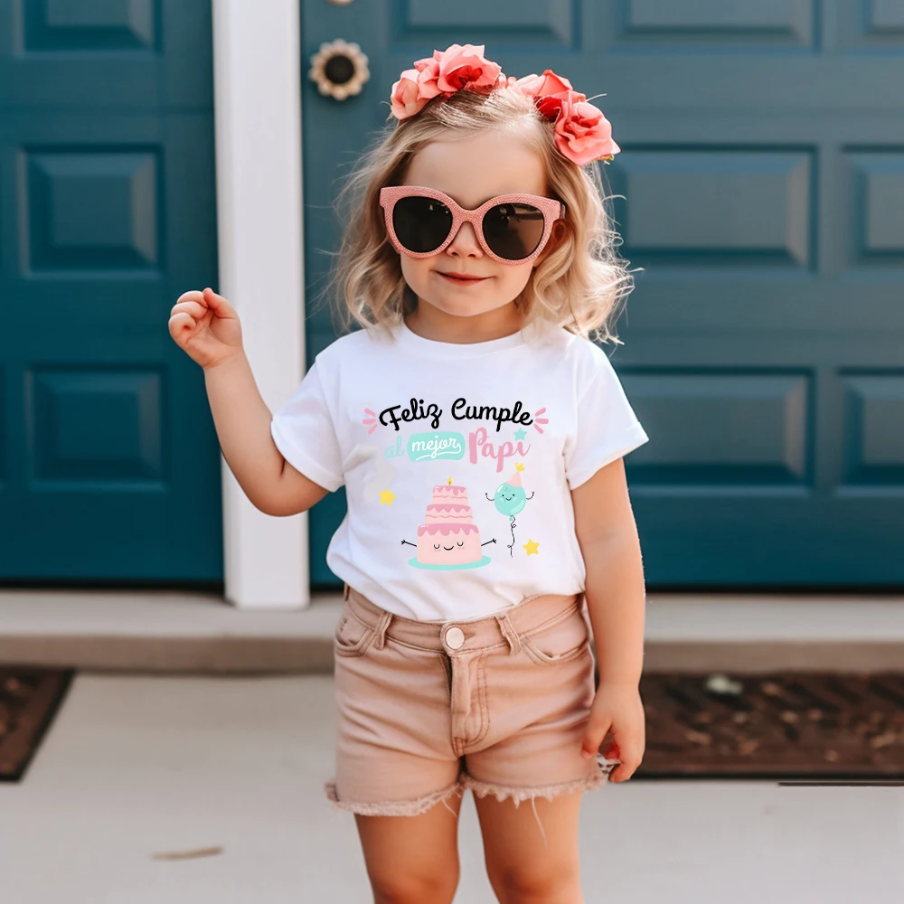 

Happy Birthday To The Best Dad Pattern Print Kids T-shirt Casual Loose Short Sleeve Round Neck Tees Top Best Birthday Surprise