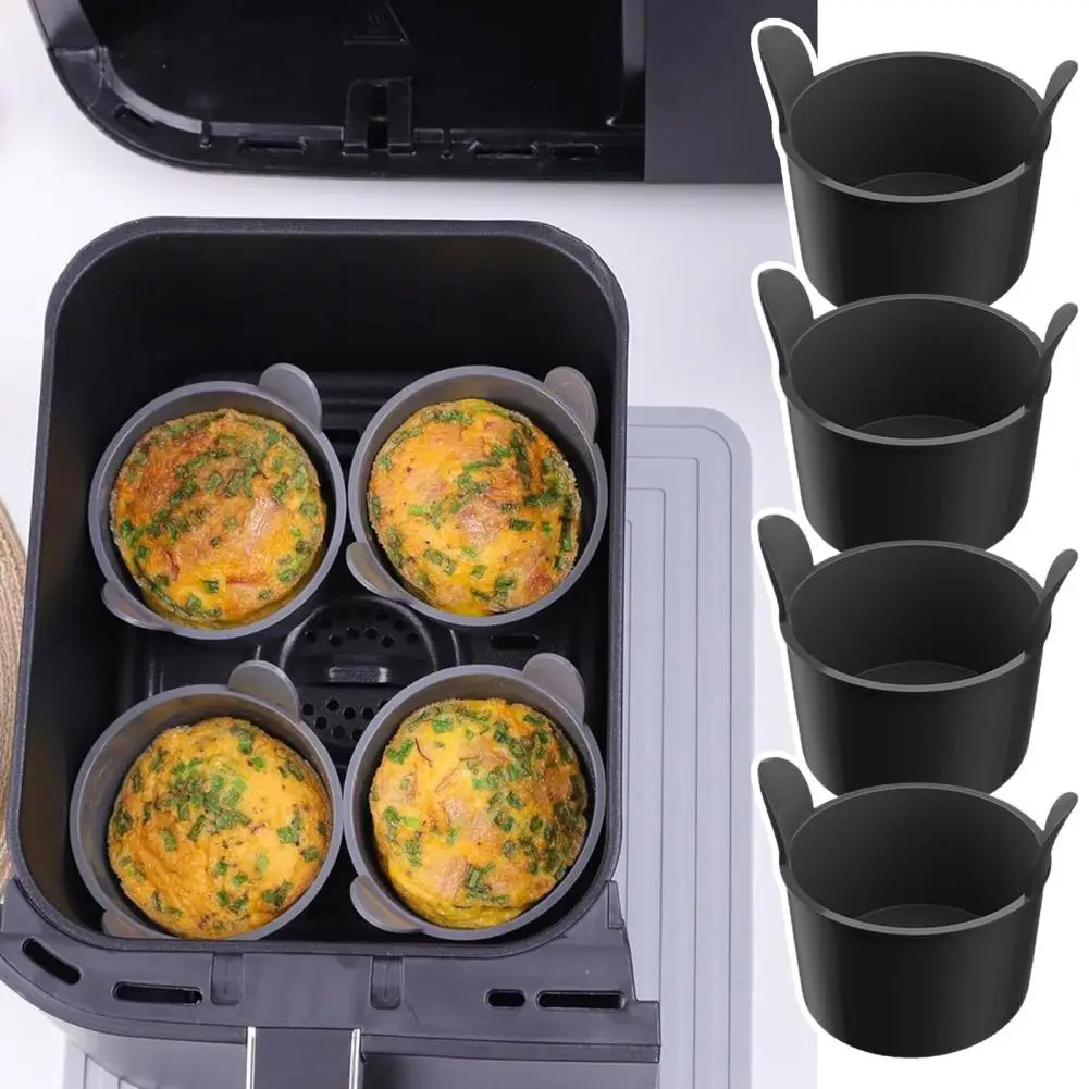

4Pcs Air Fryer Egg Poacher Cups Silicone Cake Muffins Cupcakes Moulds Baking Custard Tart Pie Desserts Egg Poaching Maker