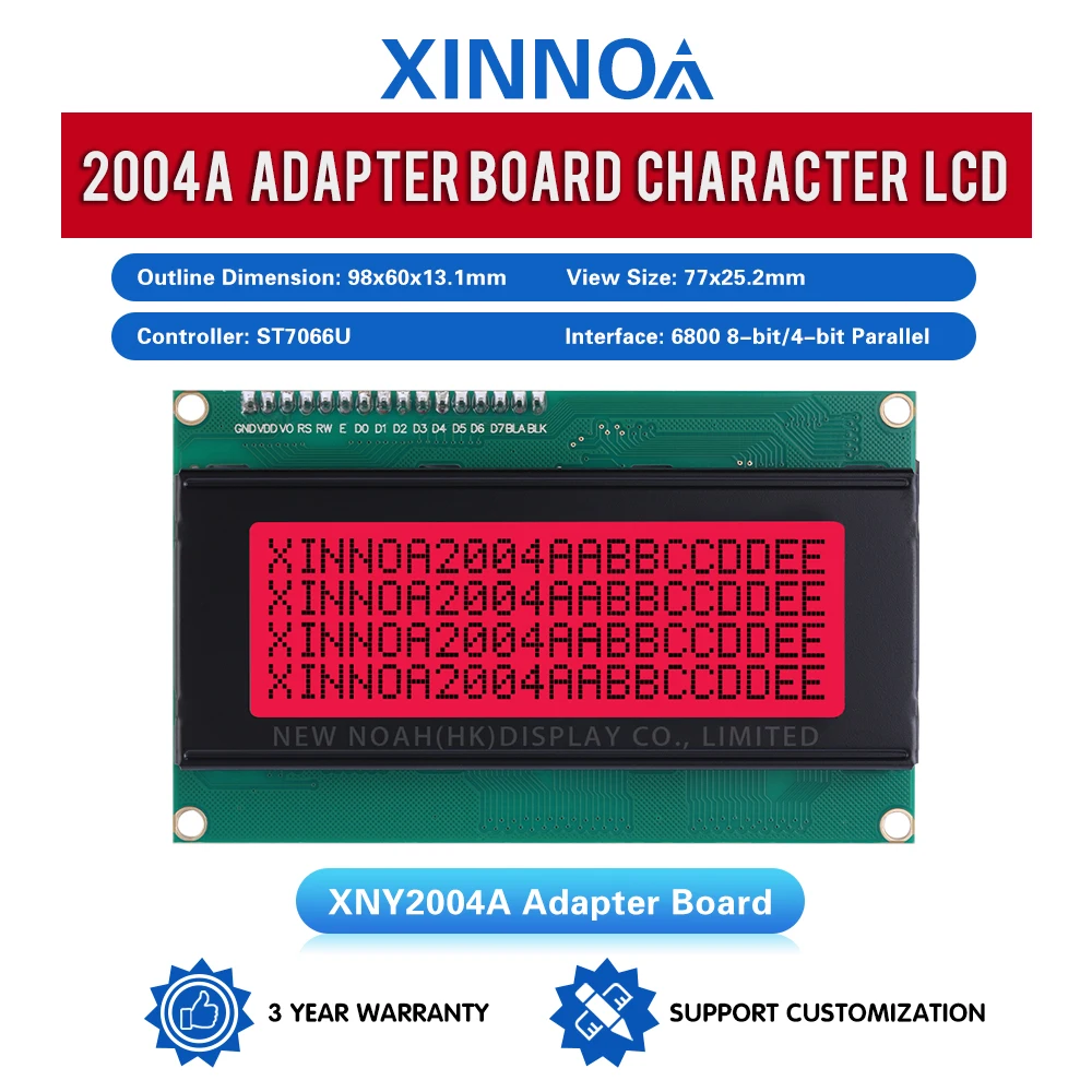 Red Light Black Letters 2004A IIC Adapter Board High Quality LCD Screen 4*20 4X20 4002 ST7066U Support Scheme Development