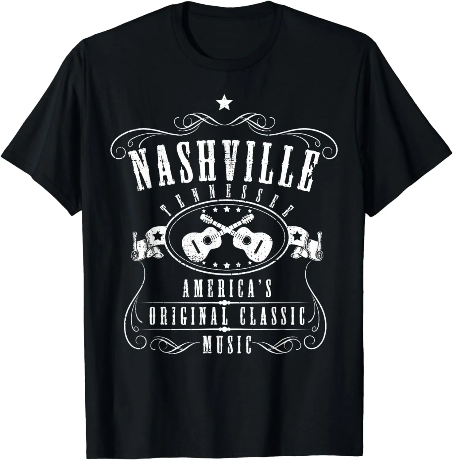 Nashville Country Music T-Shirt Vintage Tennessee Musician T-Shirt for Men Women Cotton Mens T Shirts