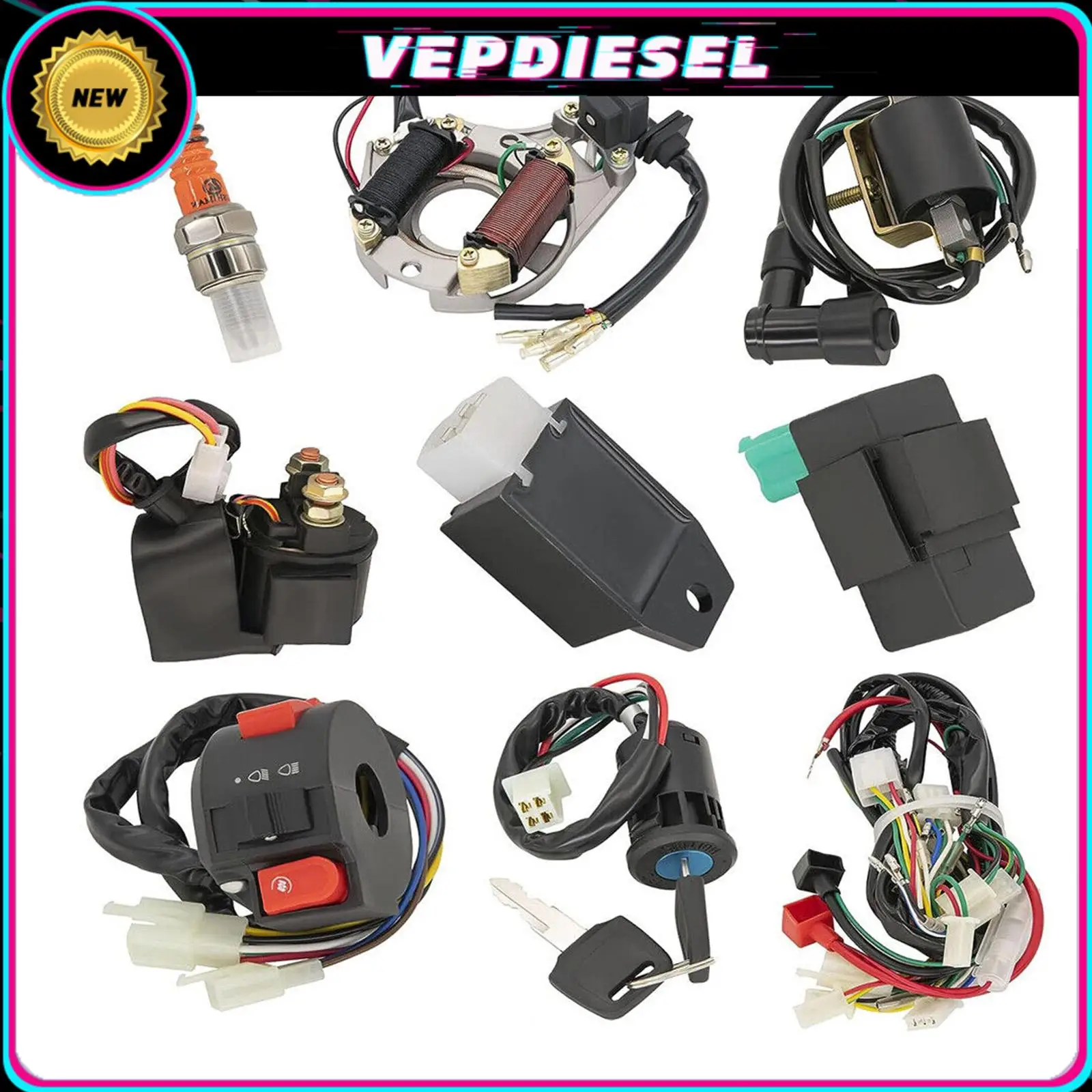 

Жгут проводов CDI, статор в сборе, проводка с катушкой зажигания выпрямителя для 50 70 90 110 125cc ATV Electric Quad Coolster Kawasaki KLX