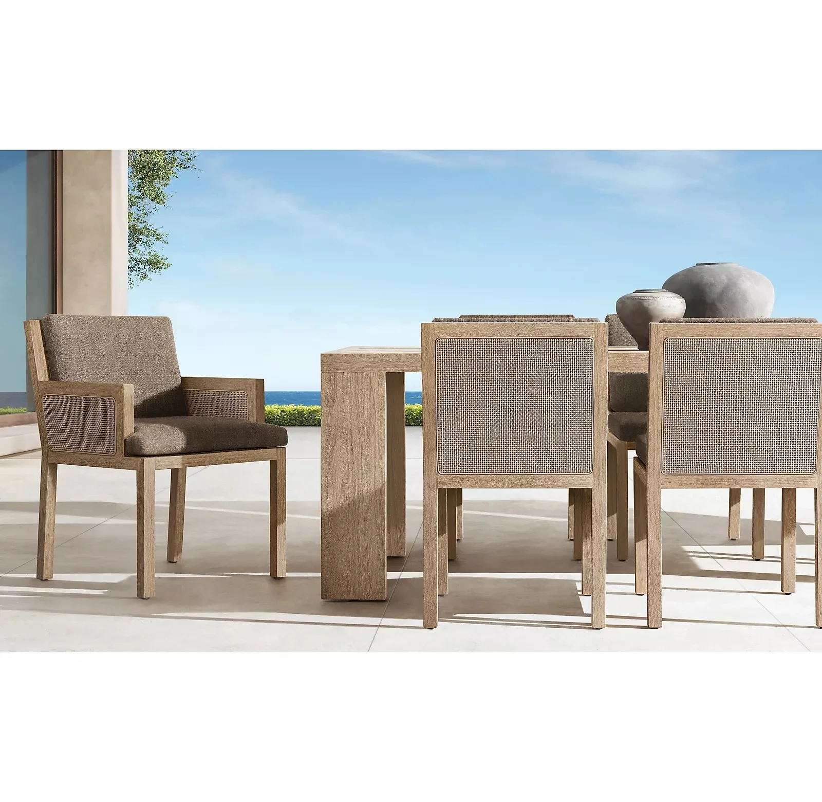 Patio Outdoor Furniture Luxurious Design Long Table 8 Seat Solid Wooden Teak Dining Set