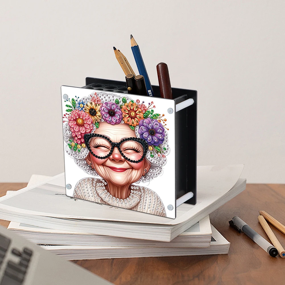

Modern Style Special Shape Diamond Pen Holder Acrylic Craft DIY Decor Unique Gift for Writers Artists and Office Use