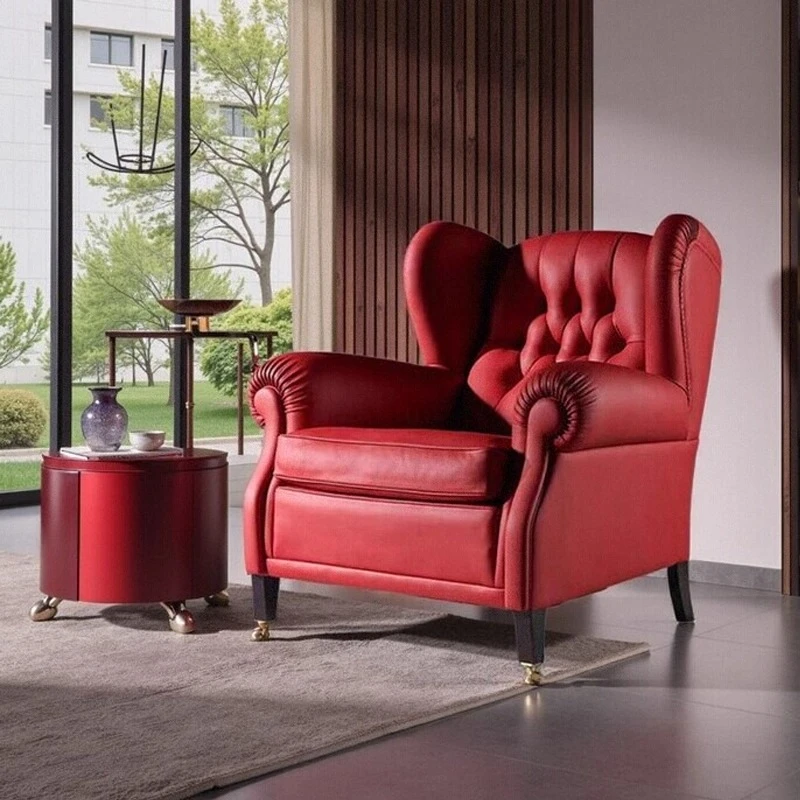 Godfather Light luxury chair first layer cowhide Italian single tiger chair American living room leisure sofa