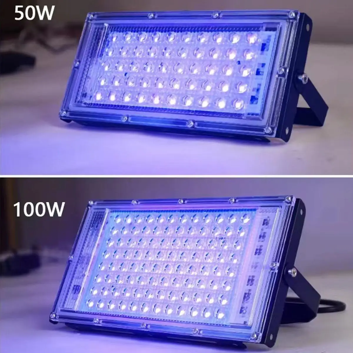 LED UV 플러드라이트 50w 100w 395nm 경화 플러드라이트 자외선 램프 살균등 프로사이트 플러그 240v 전구 자외선 룸