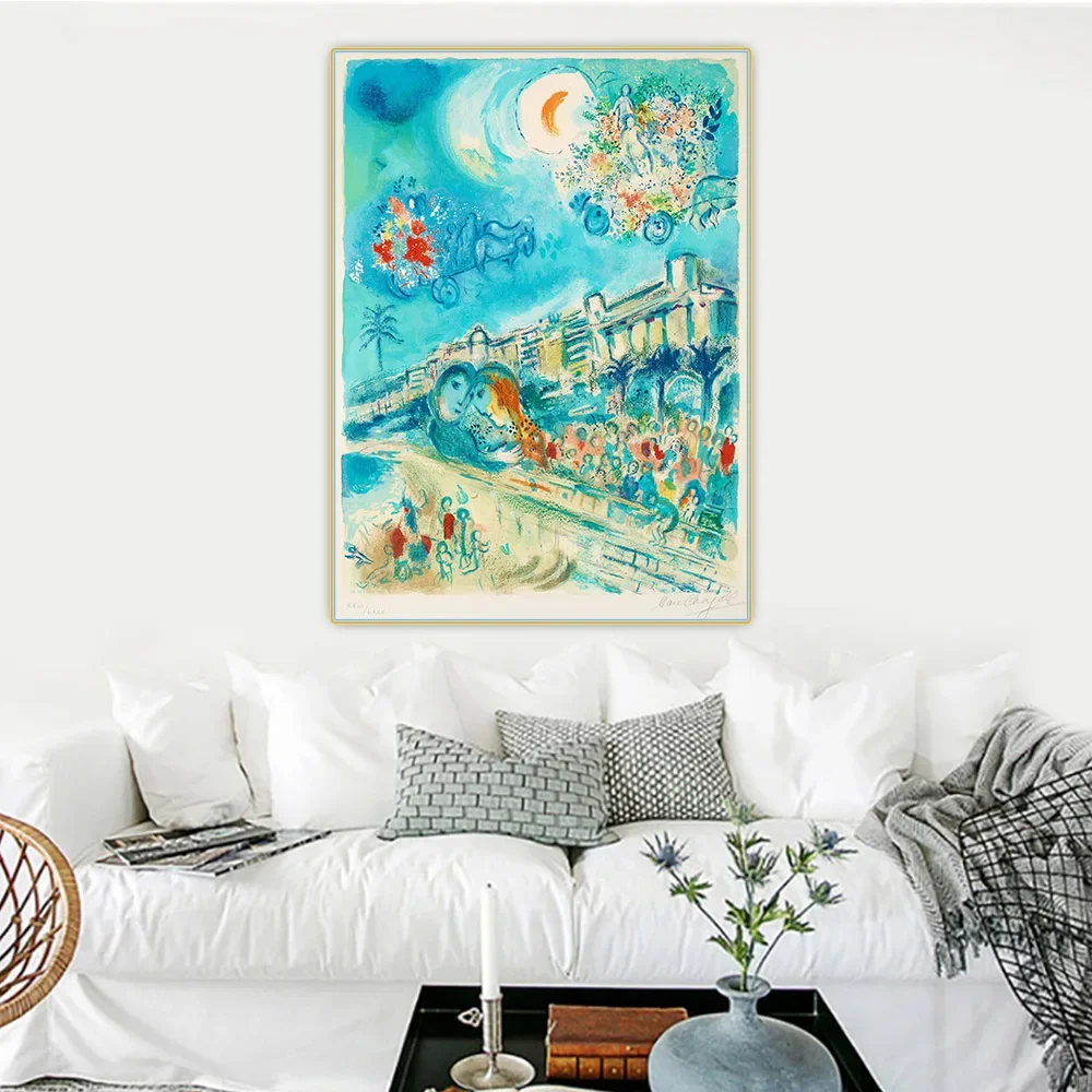 سيتون مارك شاجال 《كرنفال الزهور》 لوحة زيتية قماشية عمل فني شهير ملصق صورة جدار خلفية ديكور ديكور المنزل #3