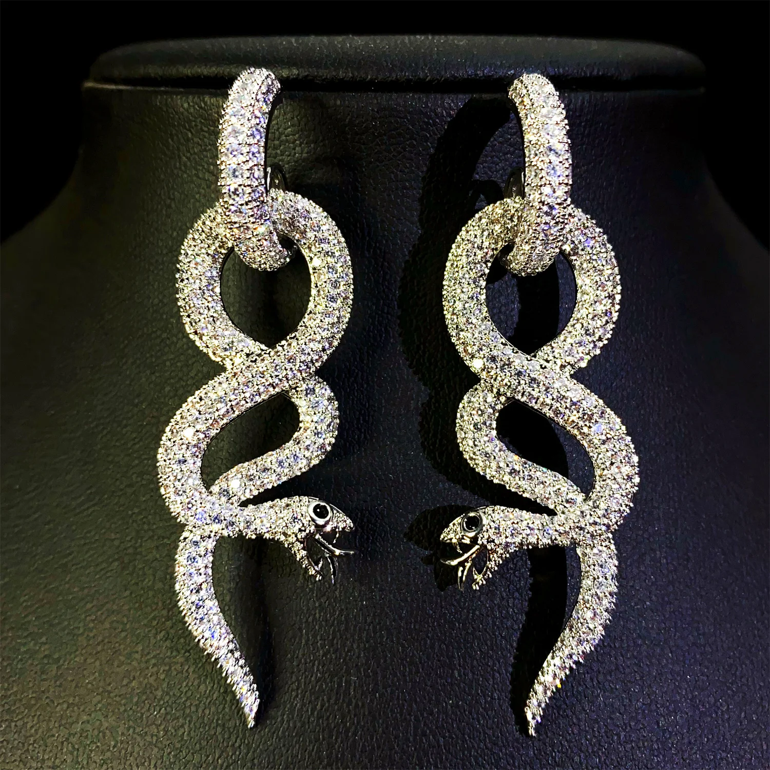 Trendy Snake-Shaped Zircon Drop Earrings for Women – Vintage Luxury Party Jewelry