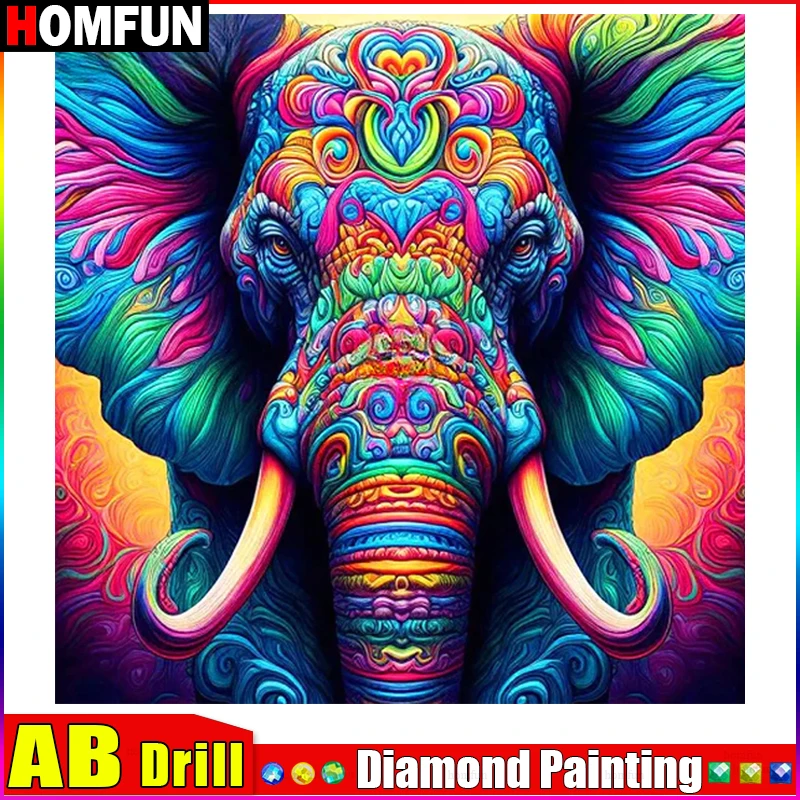 HOMFUN AB Square Round Drill 5D Diamond Painting Environmental Crafts Full Diamond Embroidery 