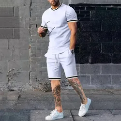 2024 Summer New Popular Solid Color Short sleeved Shorts Set for Men's Sports and Leisure Set