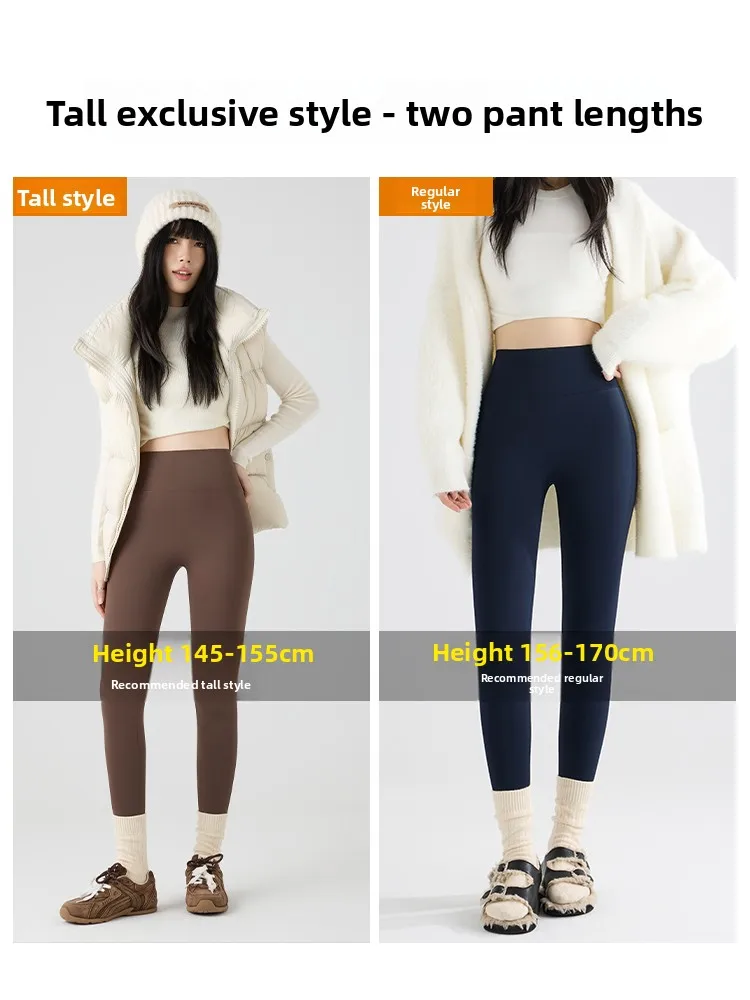 Pantalones de yoga adelgazantes Pantalones de piel de arca con forro de Fce de invierno para mujer Pantalones largos de cintura alta Fitn Nylon elástico alto y Sp...