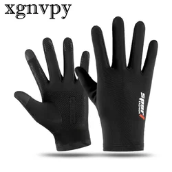 xgnvpy Outdoor Sports Gloves Touch Screen Thin Anti UV Protective Motorcycle Racing Wear Ice Silk Non Slip Breathable Gloves