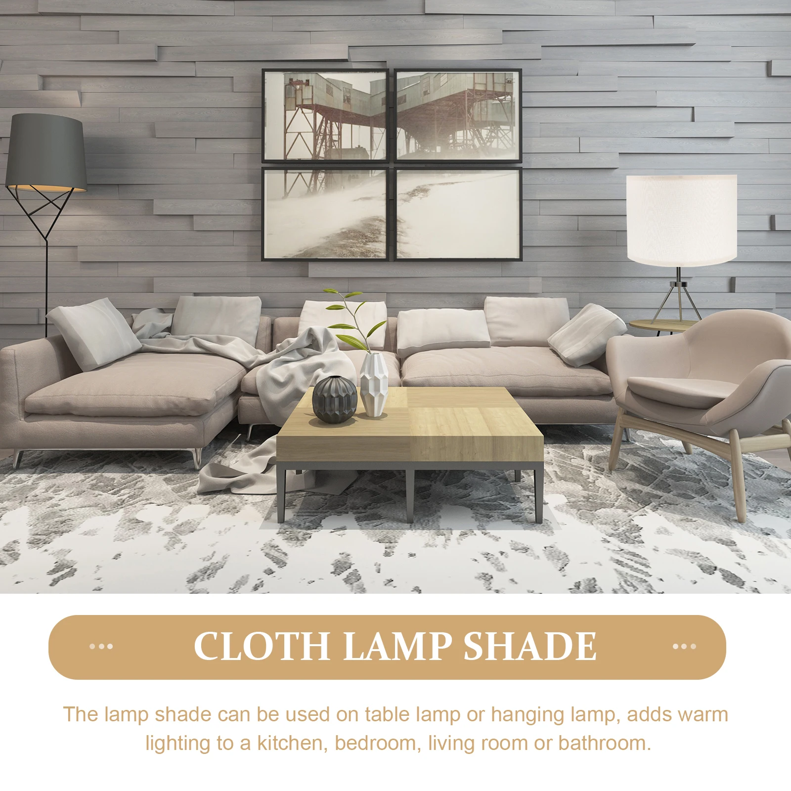 

2 Pcs Linen Lamp Shades 260x190MM Grey Beige Fabric Table Bedside Cover Replacement Lighting Accessories Durability