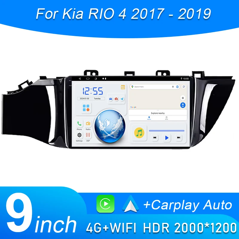 

Android 15 Carplay Auto For Kia RIO 4 2017 2018 2019 Multimedia Player 4G WIFI Auto Radio GPS Navigation TV Head Unit No 2 Din