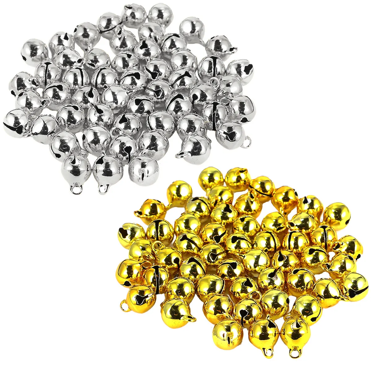 

200Pcs Keychain Pendant Jingle Bells Golden Silver 8Mm Wedding Festival Party DIY Craft Ornaments Christmas Tree Pendant