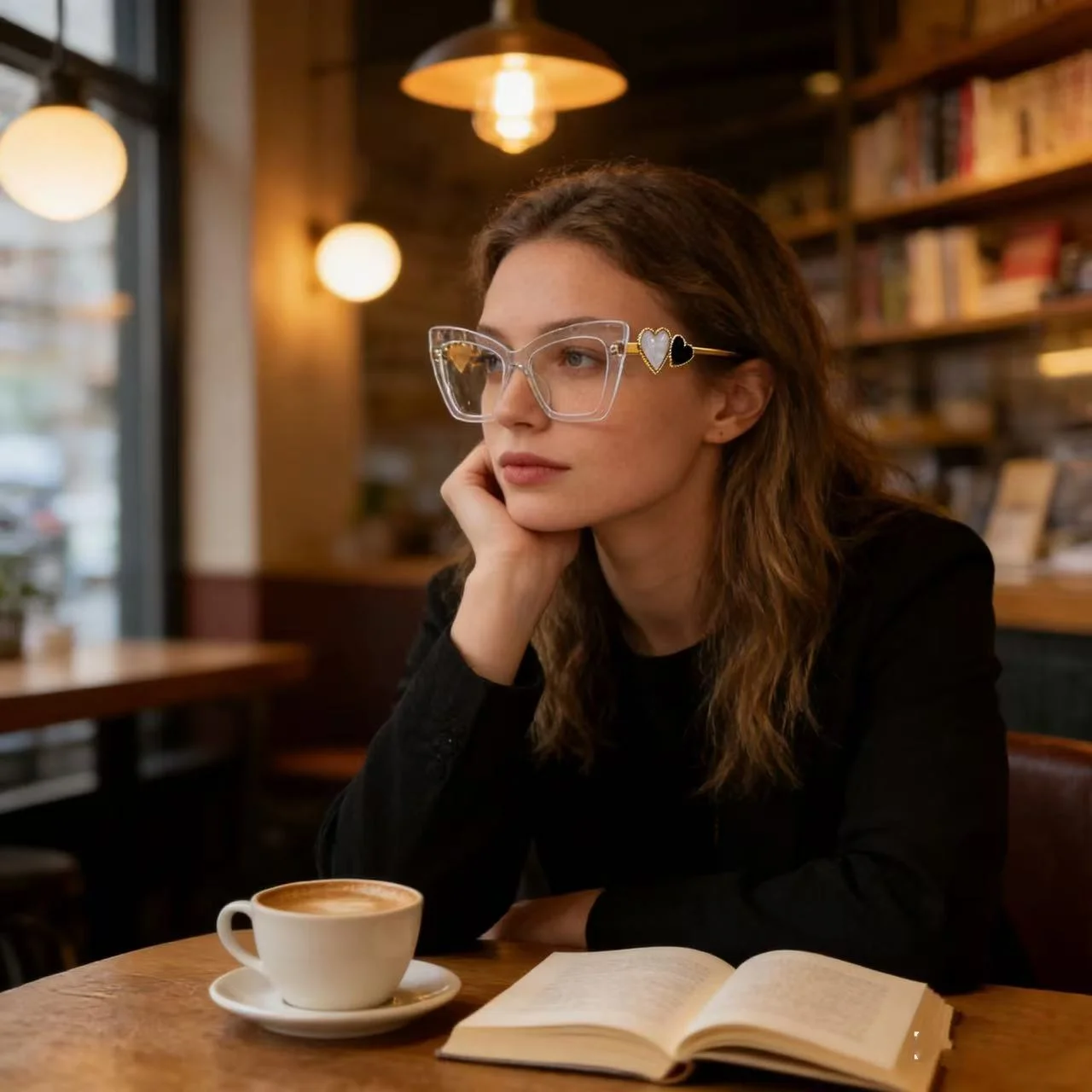 

Fashion Eyeglasses for Woman Love Flat Mirror Cat Eye Glass High-end Street Photography Anti Blue Light Eyewear