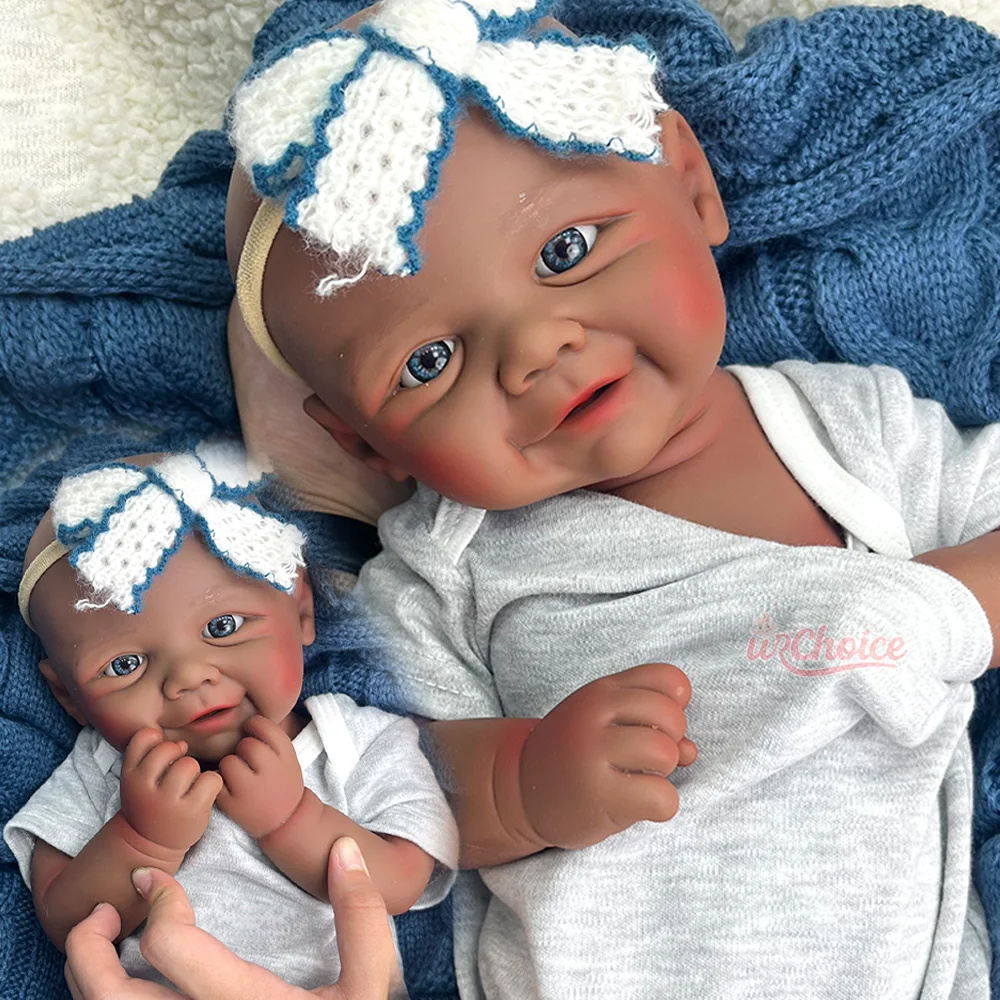 

17 "Реалистичная кукла реборн для девочек Vivienne, силиконовая кукла реборн, черная кукла реборн, улыбающееся лицо, реалистичная кожа, подарок для куклы