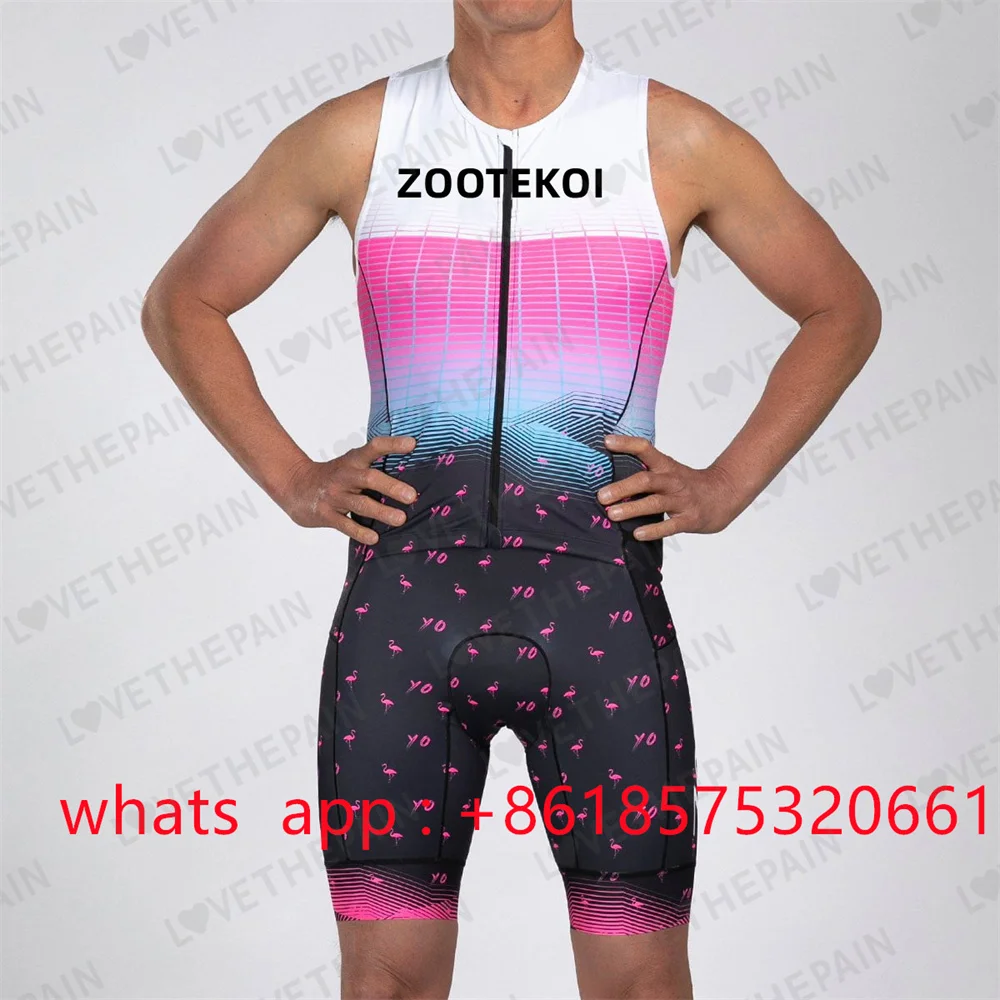 

ZOOTEKOI Mens Sleeveless Triathlon Running Speed Trisuit Summer Road Bike Cycling Clothing Pro Team Swimming Comfortable Uniform