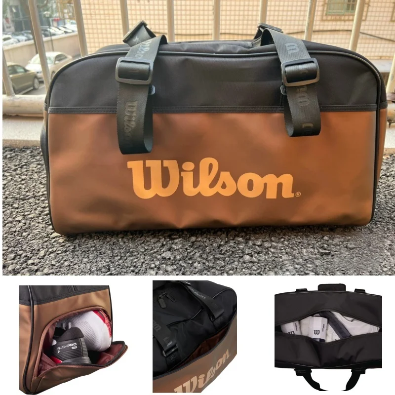 حقيبة ويلسون 2023 سوبر تور برو ستاف V14 براون لمضرب التنس Dufflel حقيبة رياضية لفريق التنس ‎ ل 3 قطعة مضرب WR8025801001