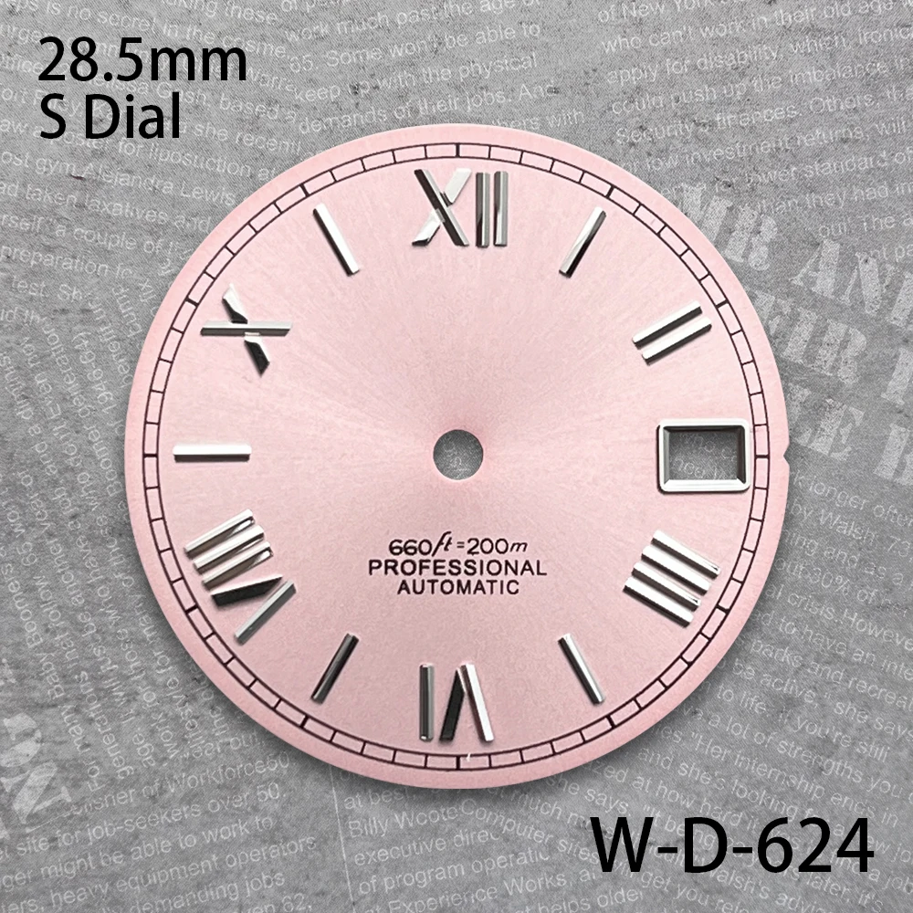 Mostrador com logotipo roma s de 28.5mm, adequado para movimento japonês nh35/nh36/4r/7s, acessórios de modificação de relógio sunburst de alta qualidade