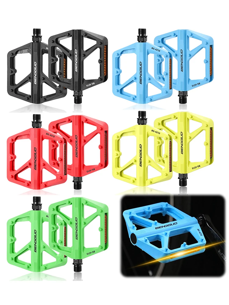 AliExpress Double DU Bearing Ultralight Bike Pedals with Reflector Bicycle Platform Pedals Anti-Slip Cycling Safety Pedals for Night Riding