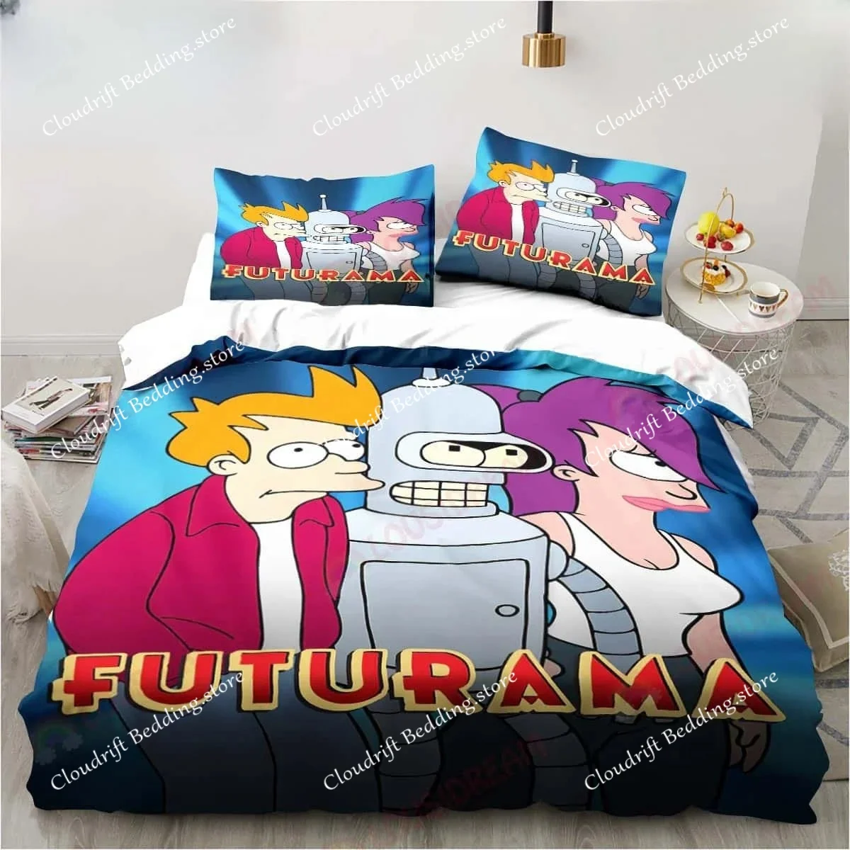 

3D Cartoon Futuramas Bender Poster Bedding Set Sheet King Twin Double Child Bedding Set Mircofiber Or Polyester Duvet Cover Set