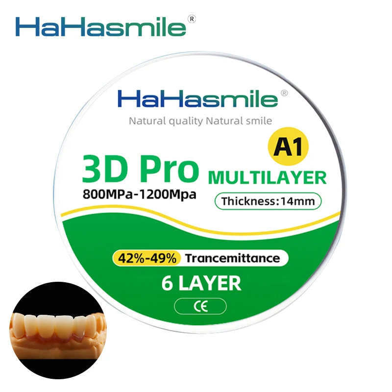 

A1 98mm Material 3D Pro Multilayer Zirconia Blocks Open System 6 Layers Translucence 43%-57%