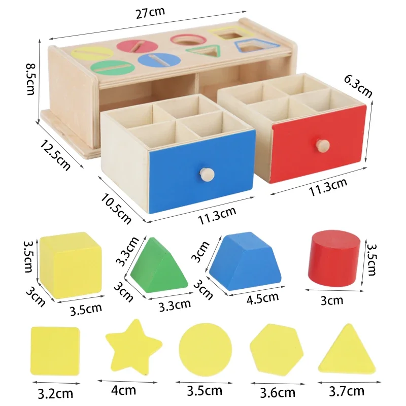 Boîte de tri de formes de couleurs en bois Montessori, jouets éducatifs d'apprentissage préscolaire, cadeaux pour enfants