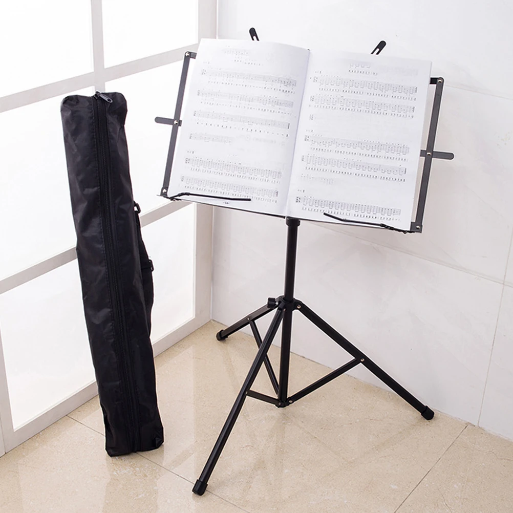 

Music Stand Adjustable Book Holder Portable for Violin Folding Iron Black Tripod