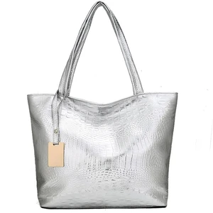 Damen -Krokodil -PU -Ledertasche, lässige Umhängetaschen, tolle Frauentasche, Frauenmode, Silber, Gold, Schwarz 6 Hauptverkäufe Schwarz und Silbertasche - №3