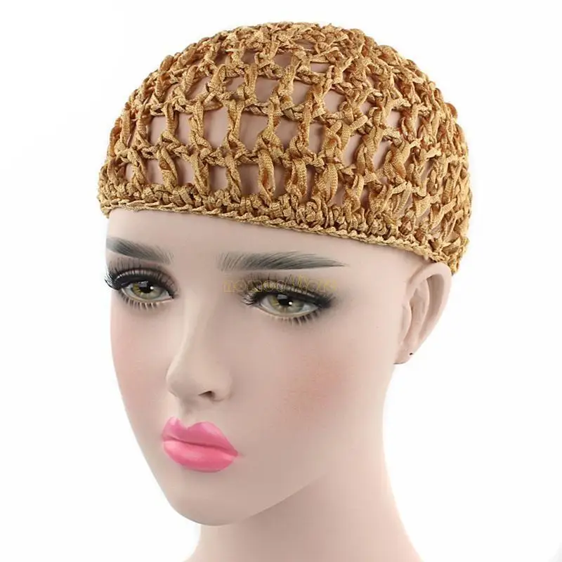 31BF レディース メッシュ ヘアネット かぎ針編み キャップ ソリッド カラー スヌード スリーピング ナイト カバー ターバン