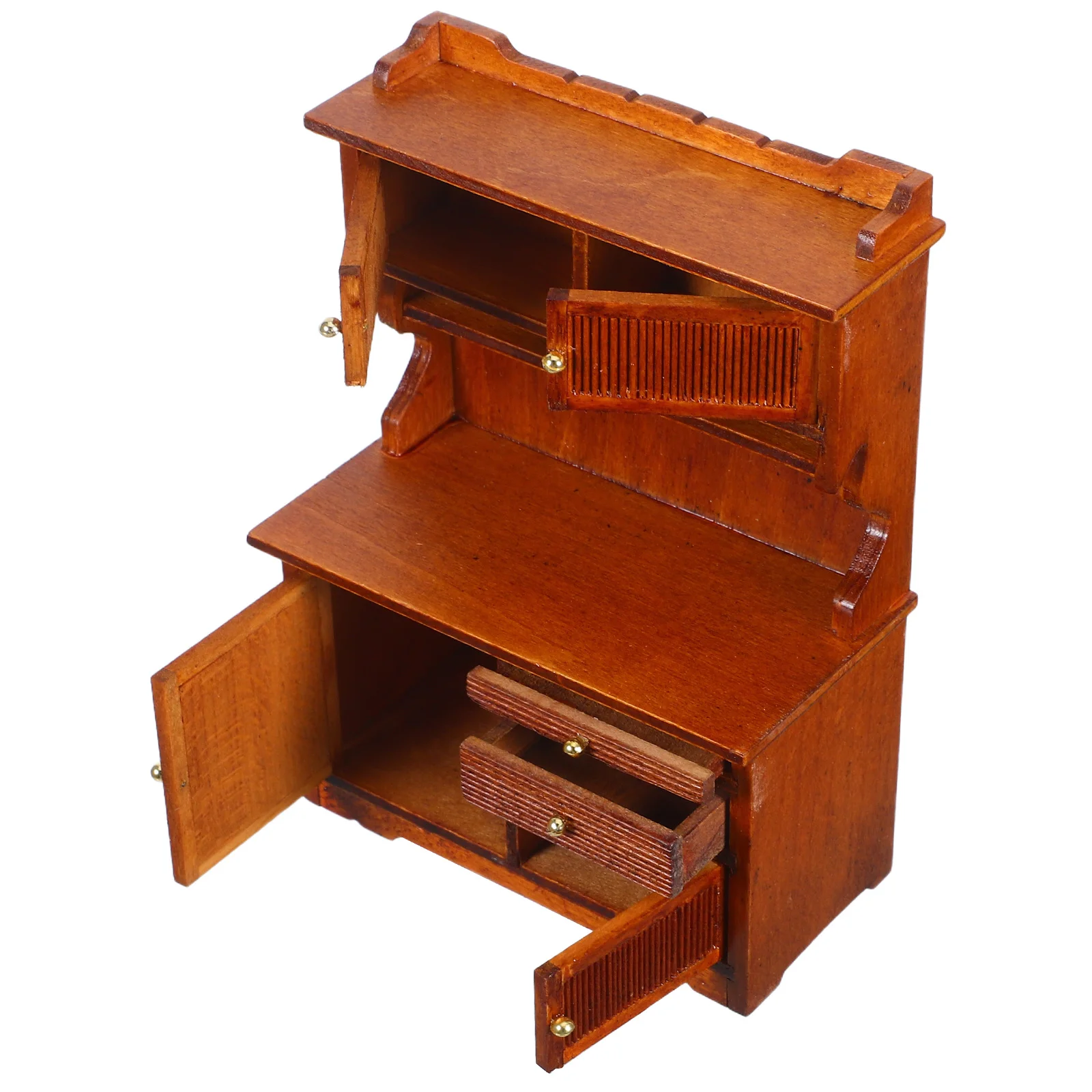 

House Furniture Dollhouse Retro Bookcase Wooden Miniature Cabinet Micro Bookshelf Ornament DIY