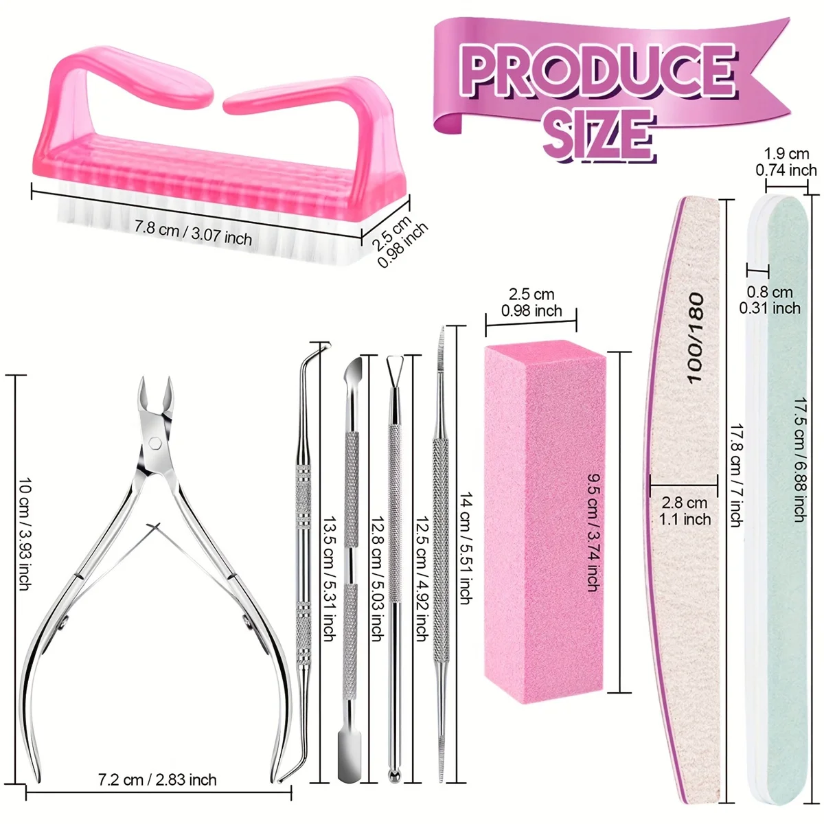 Kit per la cura delle unghie da 12 pezzi-Set completo di Manicure e Pedicure con lime a doppia faccia, strumenti precisi per cuticole