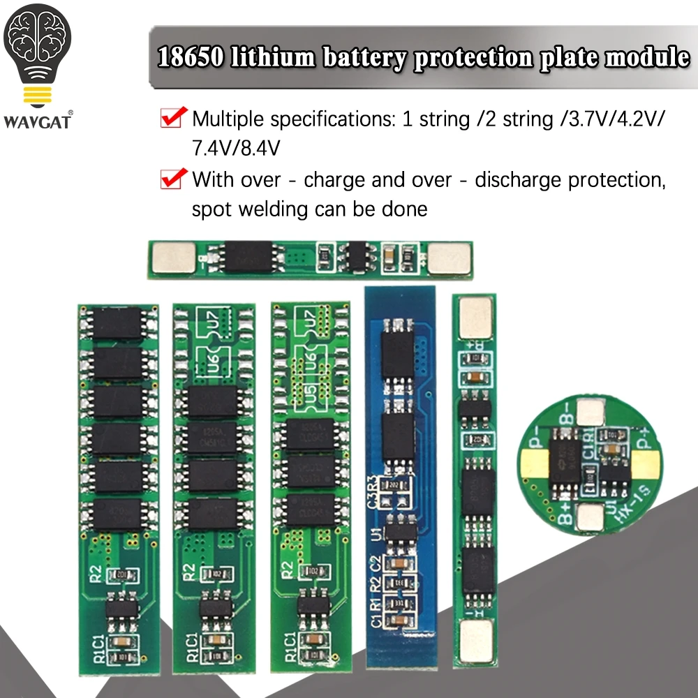 WAVGAT 5PCS 1S 2S li-ion BMS PCM battery protection board 2.5A 5A 10A 15A pcm for 18650 lithium ion li battery