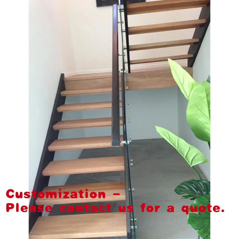 custom.Modern Metal Double Stringer Staircase Black Powder Coated Steel Stairs Duplex/Apartment