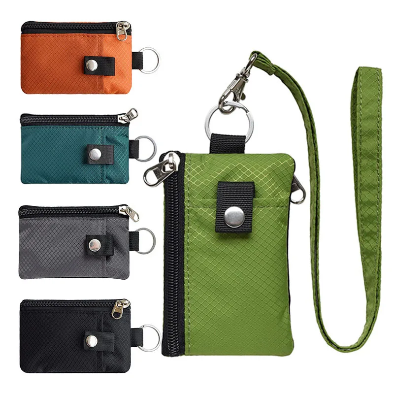 Gebwolf RFID Blocking Small Wallet with ID Window Waterproof Zipper Case Pouch with Lanyard Keychain for Cards Cash Coin Purse