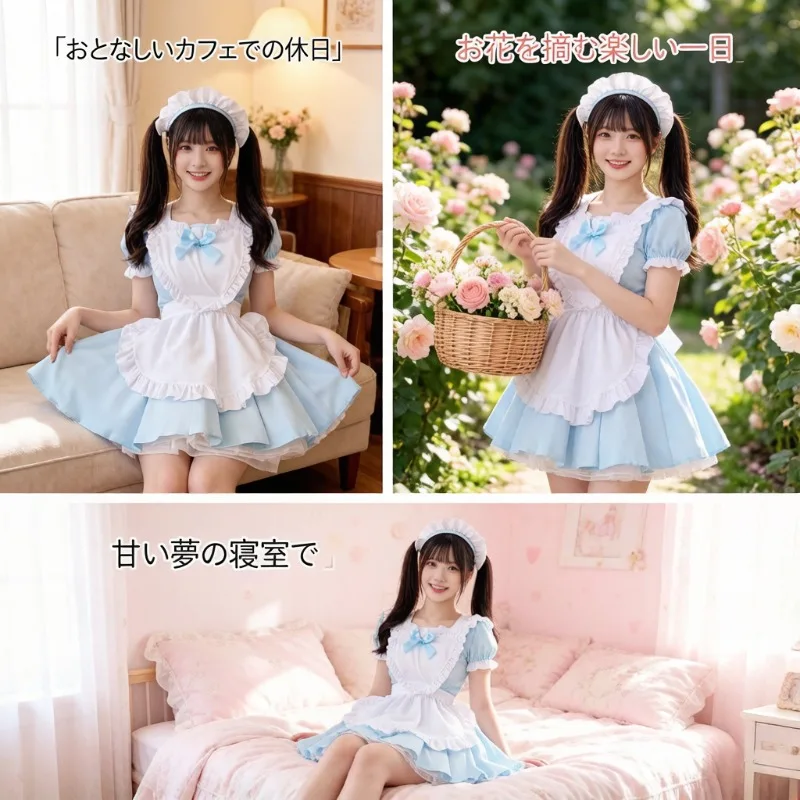 

Trendy Japanese Maid Uniform, Sweet Lolita Dress, Elegant Retro Maid Costume, Soft Stylish Daily Gathering Cosplay Full Outfit