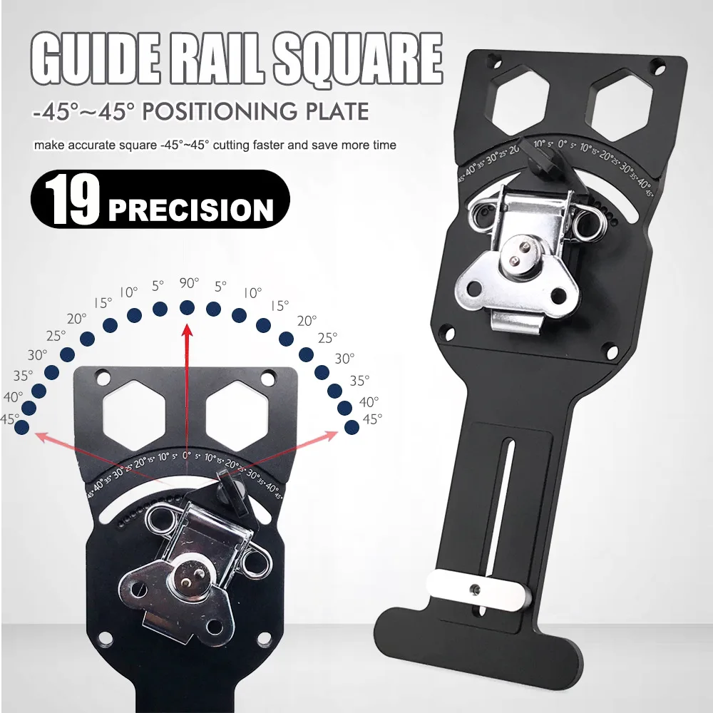 

Adjustable Angle Track Saw Square with -45° to 45° Quick Positive Angle Stop Protractor 90 Degree Right Angle Rail Square Guide