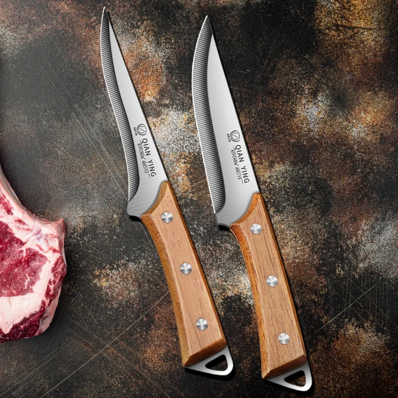 Cuchillo para deshuesar filete de acero inoxidable, cuchillo de cocina profesional para Chef, cuchillo para cortar carne forjado, cuchillo para cortar pescado, mango de madera