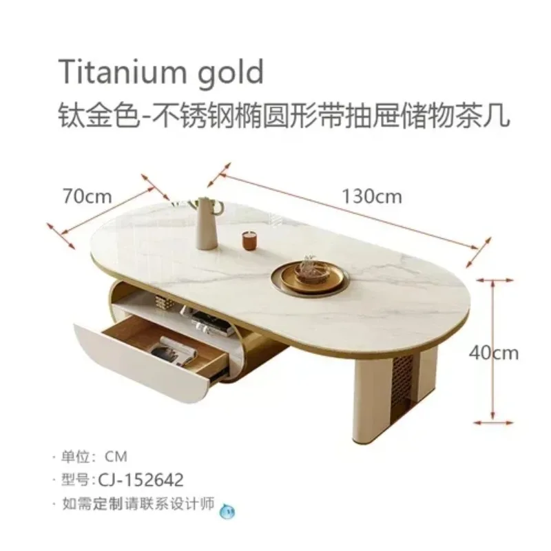 GZ-1   Stone Plate Cream Style Coffee Table TV Cabinet with Drawer Living Room Home Minimalist Creative Tea Table