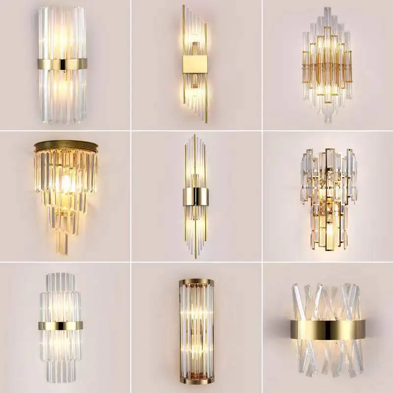 

Modern LED Gold Crystal Wall Lamp Bedside for Bedroom Living Room Aisle Night Light Sconce Indoor Backlight Decor Wall Lighting