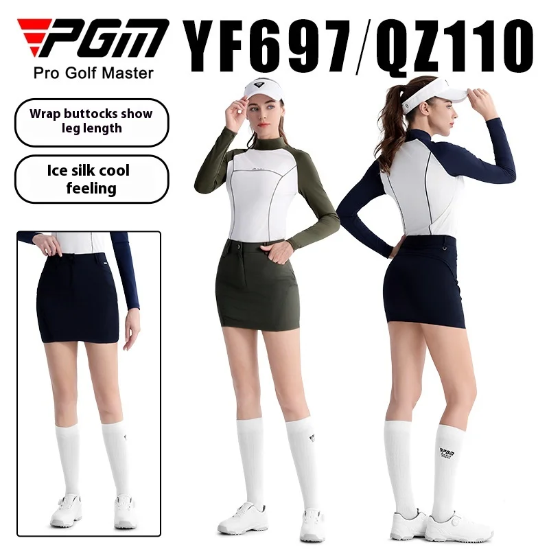 PGM-Vestido de golfe de manga comprida feminino, Terno esportivo de cintura apertada, Saia Hip, Roupas Golf