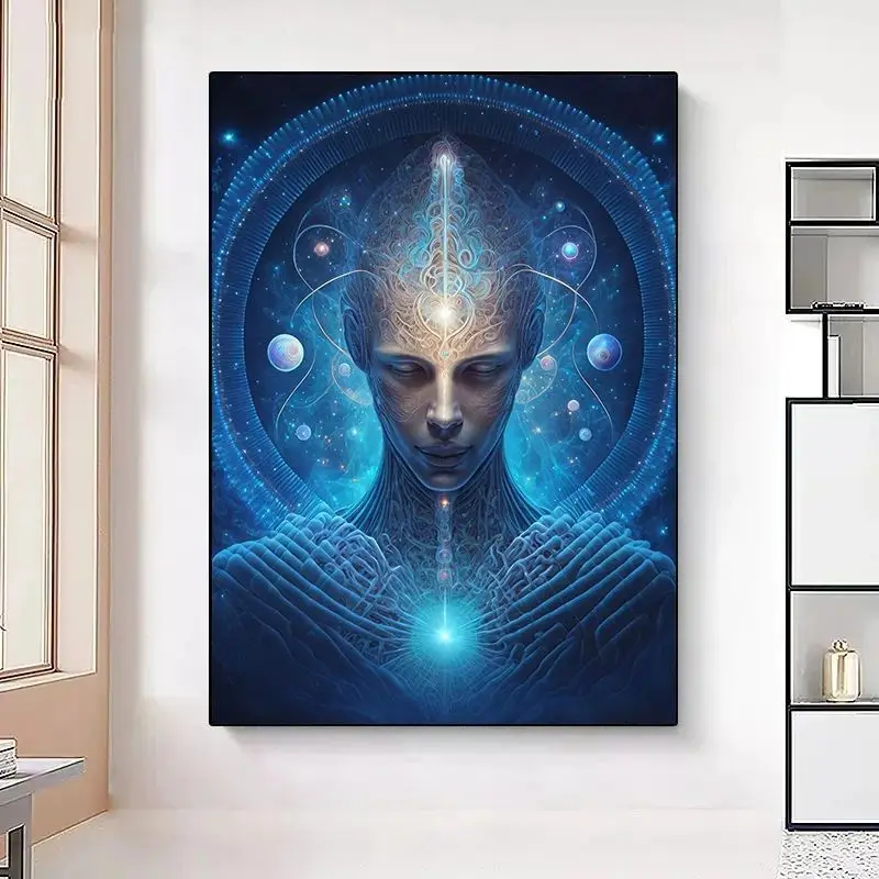 أسرار الكون التأمل الشاكرات الهندية بوذا الكلاسيكية الدين الفن قماش اللوحة مجردة الشكل المشارك طباعة ديكور المنزل #5