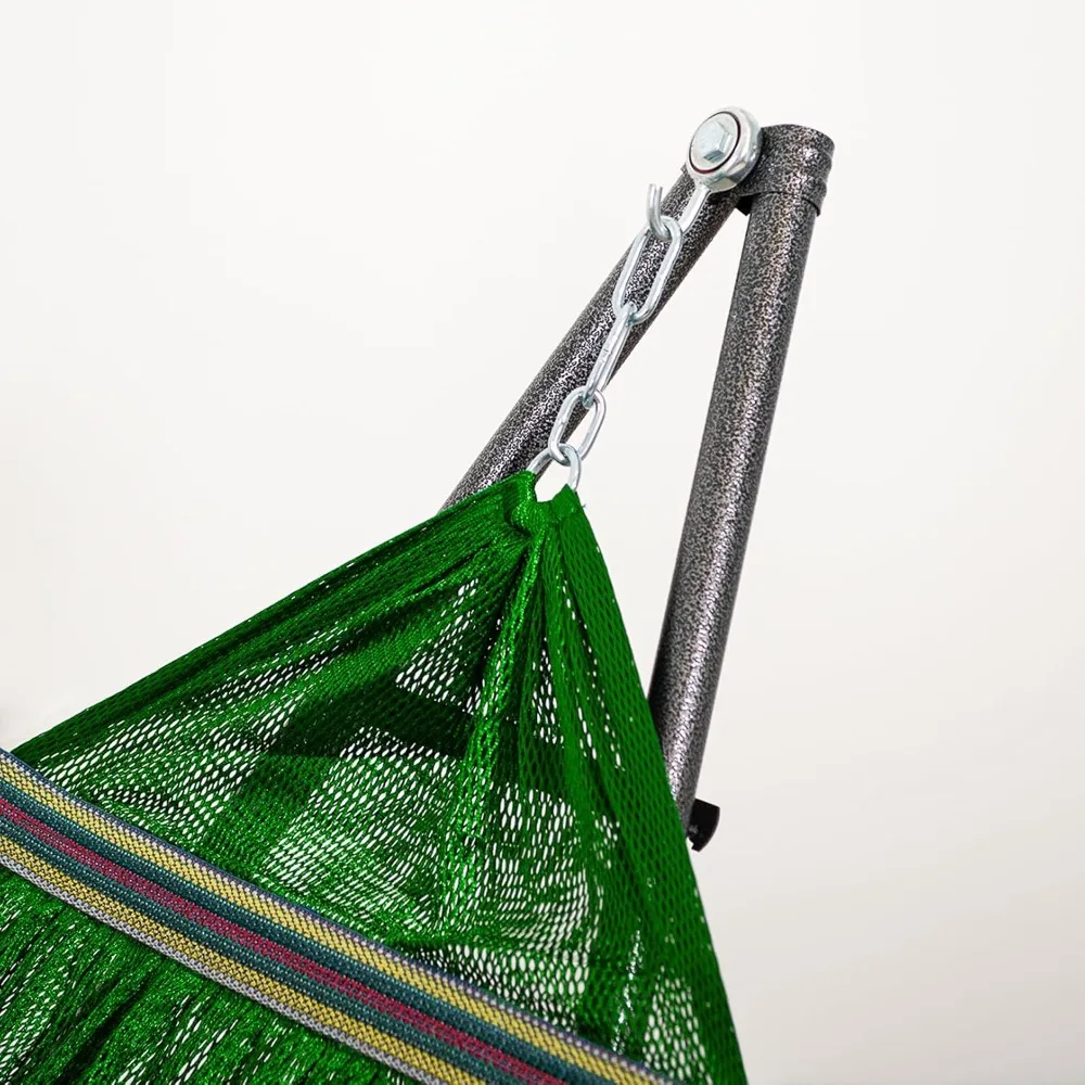 أرجوحة لشخصين مع حامل فولاذي قابل للطي - سعة 600 رطل، محمول، قابل للتعديل، مثالي للاسترخاء في الهواء الطلق