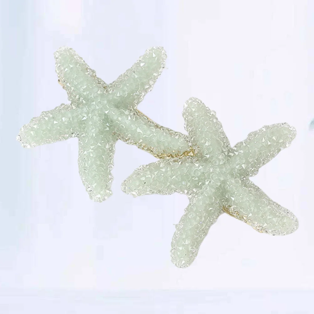 Glitter Starfish Hair Barrettes Clips for Girls Hairpin Mermaid Alloy Women's Sea Pins