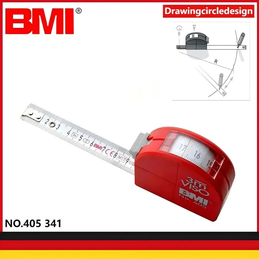 BMI NO.405 341 3m Self-Locking Retractable Tape Measure | mm Graduation Precision Tool for Designer Decorator