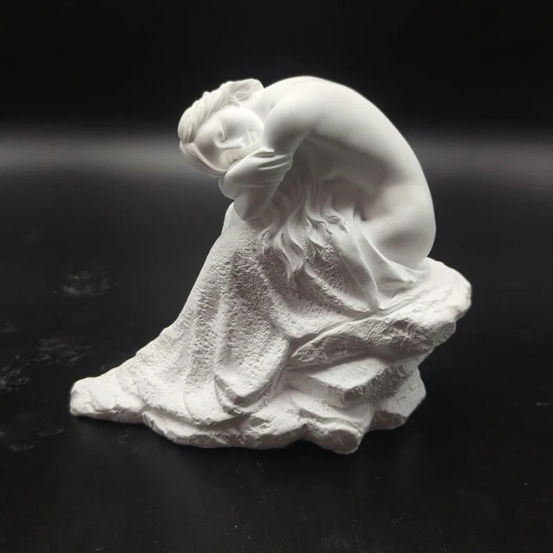 xx-Retro Gypsum Girl Figure Sculpture Decoration Art Home Livingroom Study Statue Accessories Office Figurines Desk Ornaments